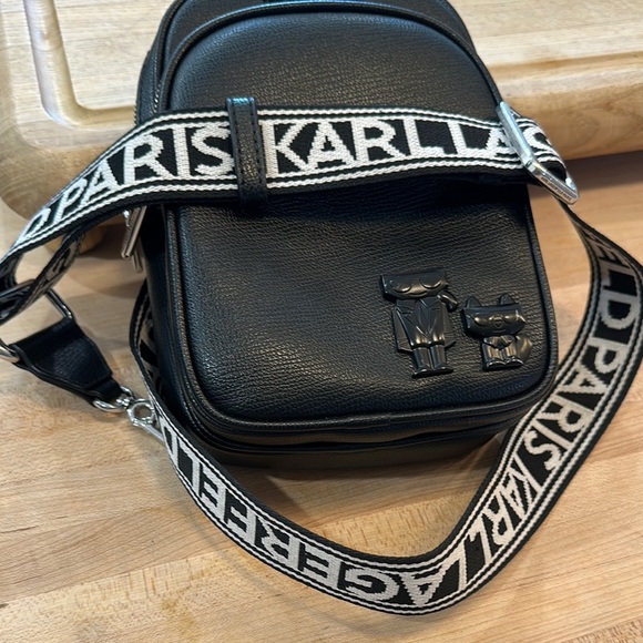 Karl Lagerfeld Black Crossbody Bag with Branded Strap - Picture 7 of 8